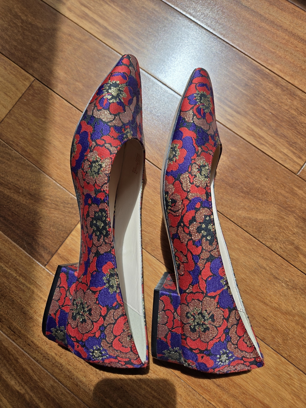 Cole Haan Red, Purple & Gold Floral Pointed Toe Flats - Picture 4 of 6